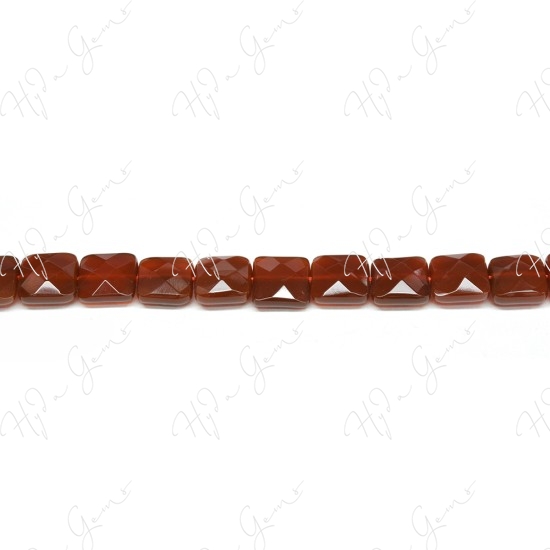 Red Agate Faceted Flat Square Beads