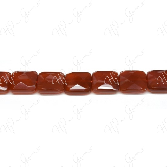 Red Agate Faceted Flat Square Beads