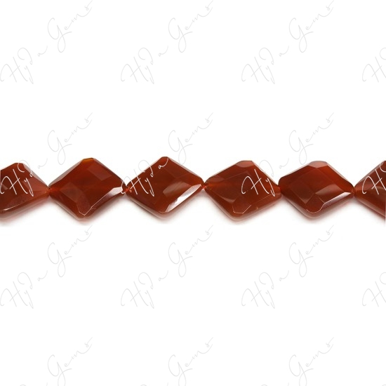 Red Agate Faceted Flat Square Beads