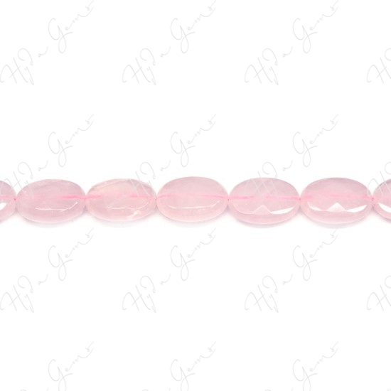 Rose Quartz Faceted Flat Oval Beads