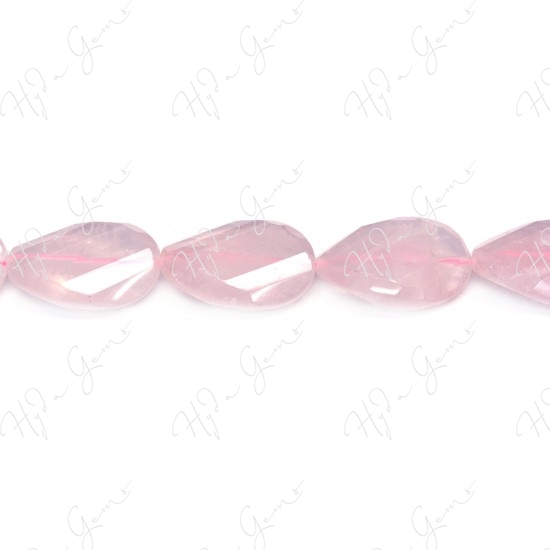 Rose Quartz Faceted Flat Oval Beads