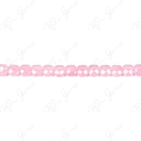 Rose Quartz Faceted Flat Square Beads