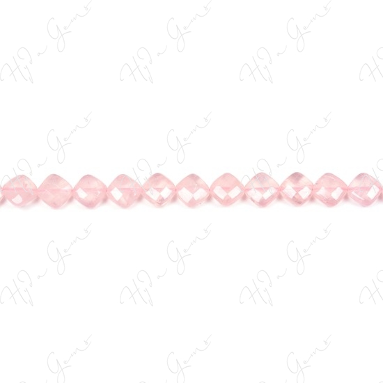 Rose Quartz Faceted Flat Square Beads