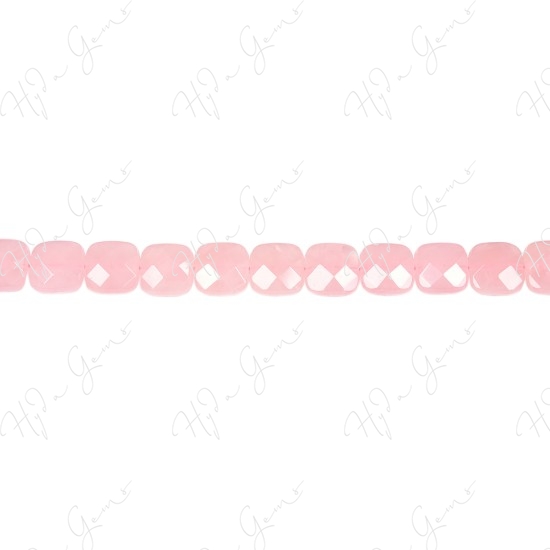 Rose Quartz Faceted Flat Square Beads