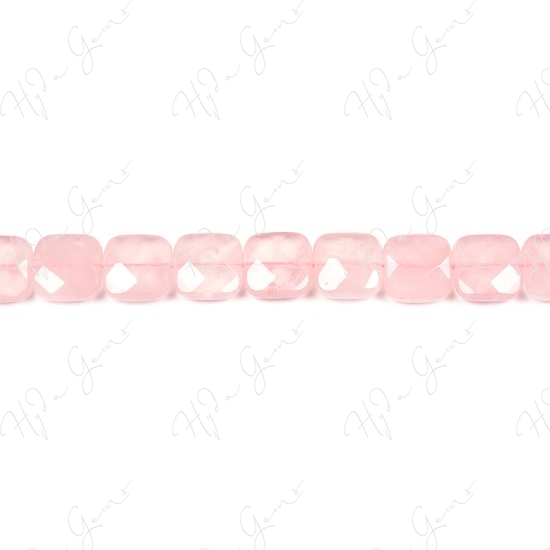 Rose Quartz Faceted Flat Square Beads