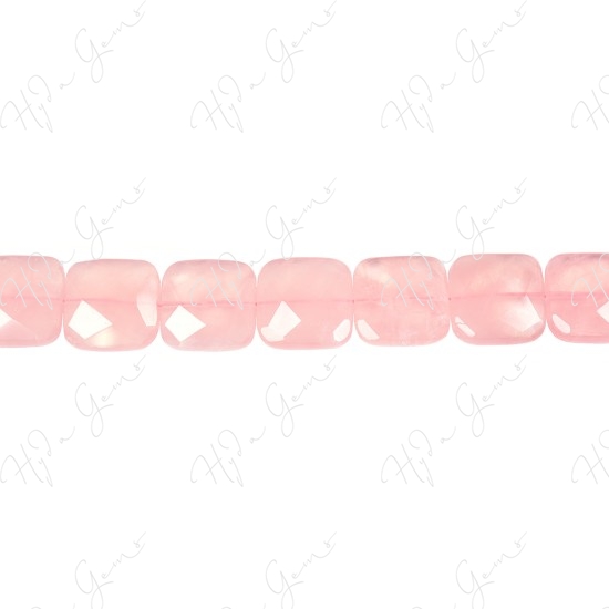 Rose Quartz Faceted Flat Square Beads