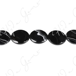 Black Striped Agate Faceted Coin Beads