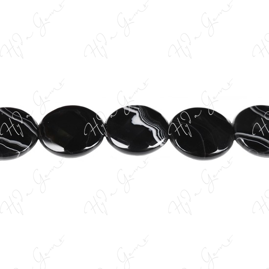 Black Striped Agate Faceted Coin Beads