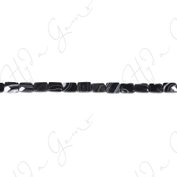 Black Striped Agate Faceted Flat Rectangle Beads