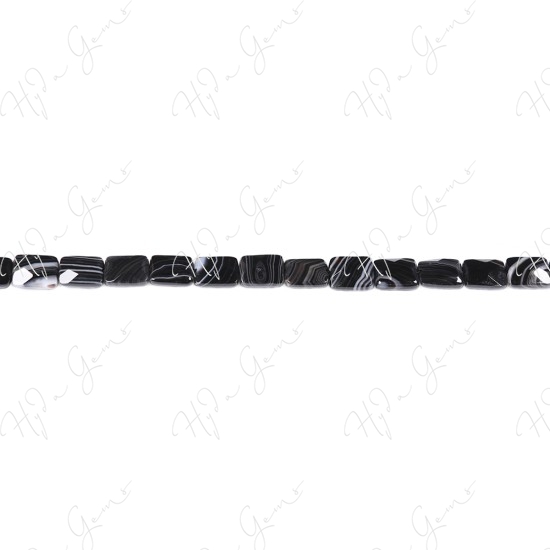 Black Striped Agate Faceted Flat Rectangle Beads