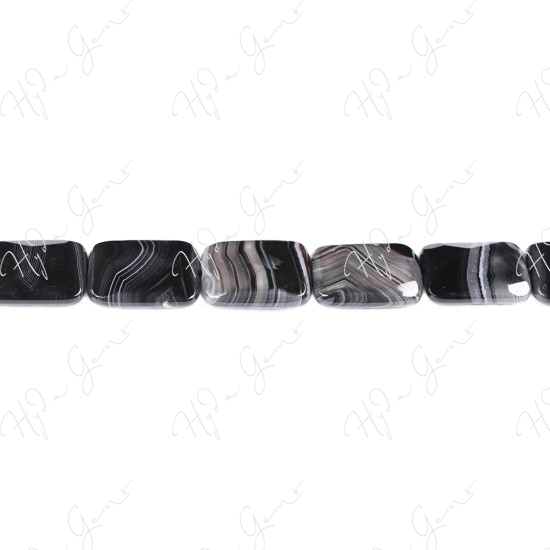 Black Striped Agate Faceted Flat Rectangle Beads