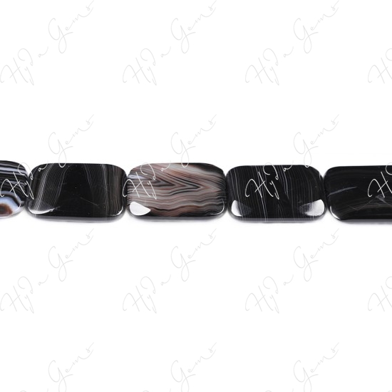 Black Striped Agate Faceted Flat Rectangle Beads