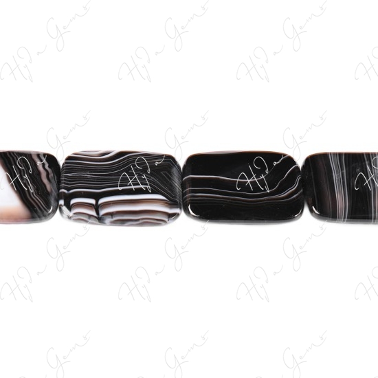 Black Striped Agate Faceted Flat Rectangle Beads