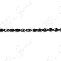 Black Striped Agate Faceted Rice Beads