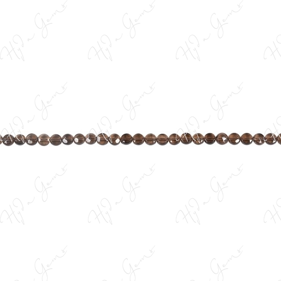 Smoky Quartz Faceted Coin Beads