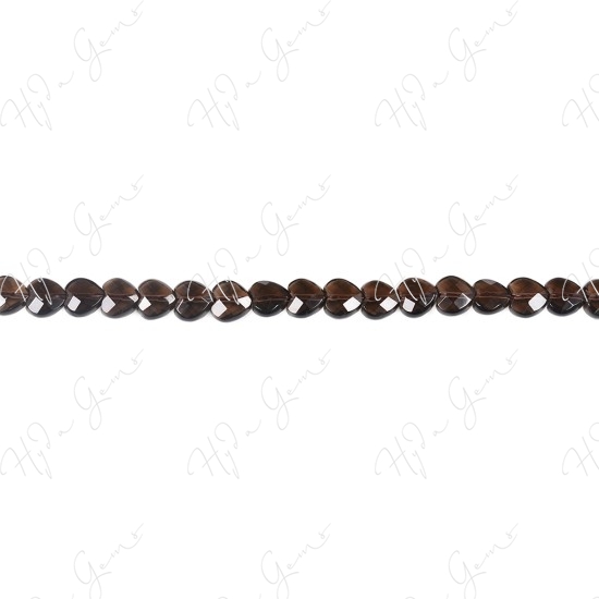 Smoky Quartz Faceted Heart Beads