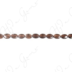 Smoky Quartz Faceted Flat Oval Beads