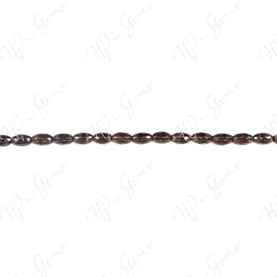 Smoky Quartz Faceted Rice Beads