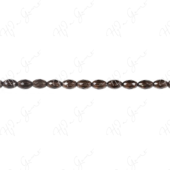 Smoky Quartz Faceted Rice Beads