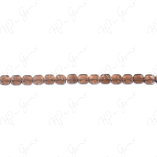 Smoky Quartz Faceted Flat Square Beads