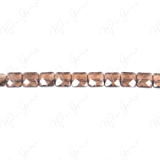 Smoky Quartz Faceted Flat Square Beads