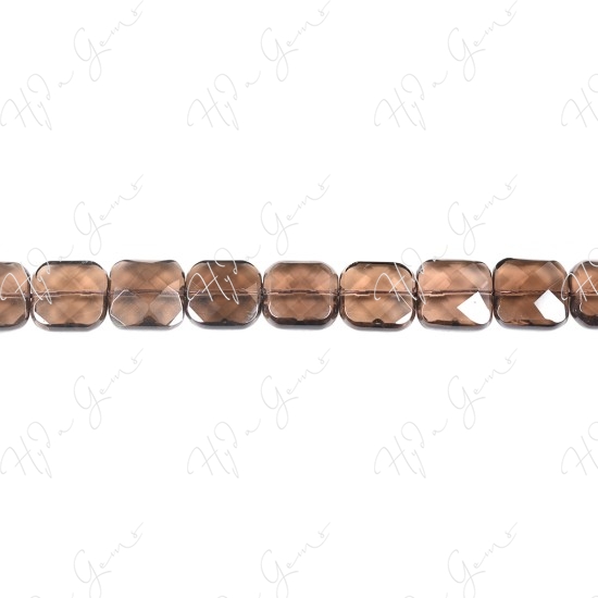 Smoky Quartz Faceted Flat Square Beads