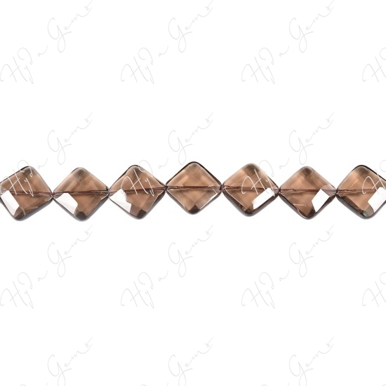 Smoky Quartz Faceted Flat Square Beads