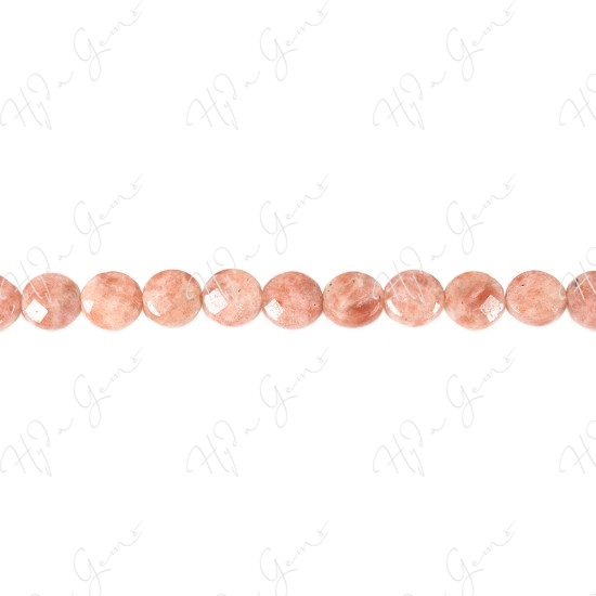 Sun Stone Faceted Coin Beads