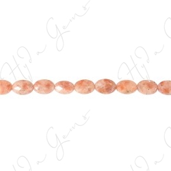 Sun Stone Faceted Flat Oval Beads