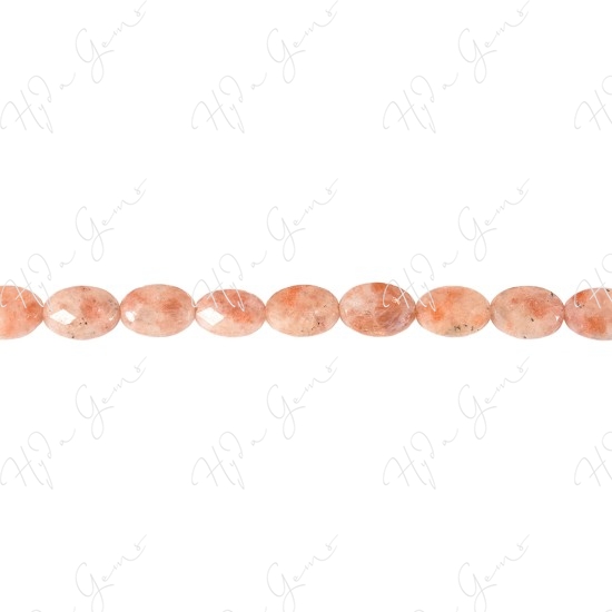 Sun Stone Faceted Flat Oval Beads