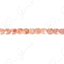 Sun Stone Faceted Flat Square Beads