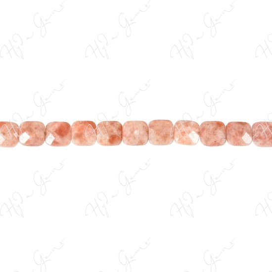 Sun Stone Faceted Flat Square Beads