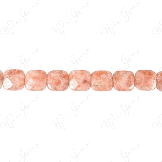 Sun Stone Faceted Flat Square Beads