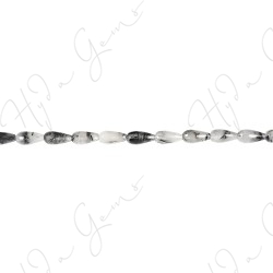 Black Rutile Quartz Faceted Drop Beads