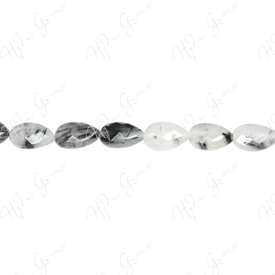 Black Rutile Quartz Faceted Pear Beads