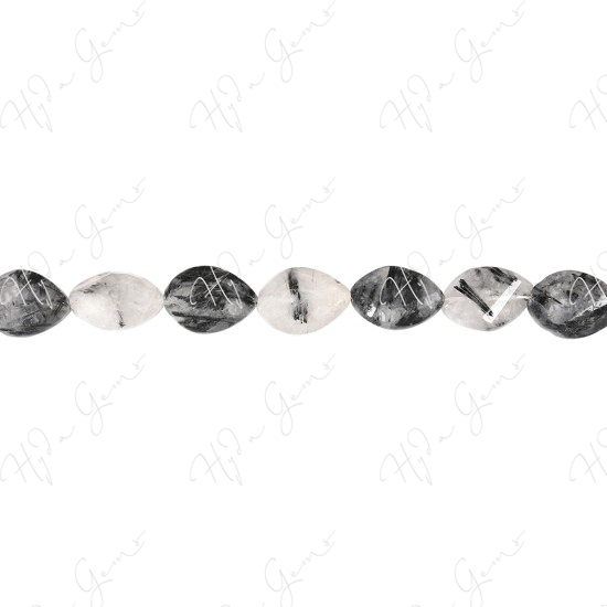 Black Rutile Quartz Faceted Pear Beads