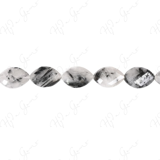 Black Rutile Quartz Faceted Pear Beads