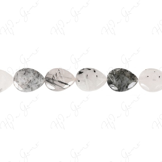 Black Rutile Quartz Faceted Pear Beads