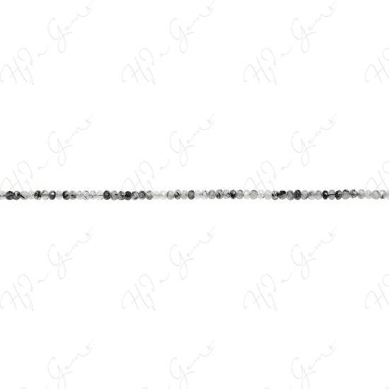 Black Rutile Quartz Faceted Roundel Beads