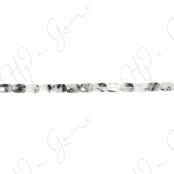 Black Rutile Quartz Faceted Flat Rectangle Beads