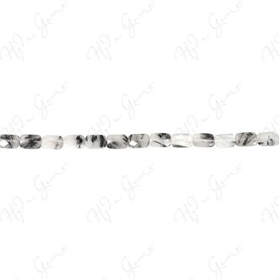 Black Rutile Quartz Faceted Flat Rectangle Beads