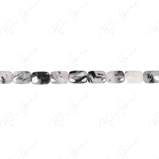 Black Rutile Quartz Faceted Flat Rectangle Beads