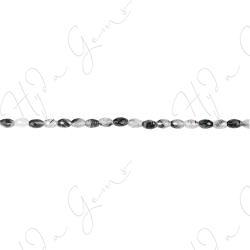 Black Rutile Quartz Faceted Rice Beads