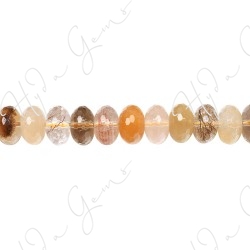 Multi Rutile Quartz Faceted Roundel Beads