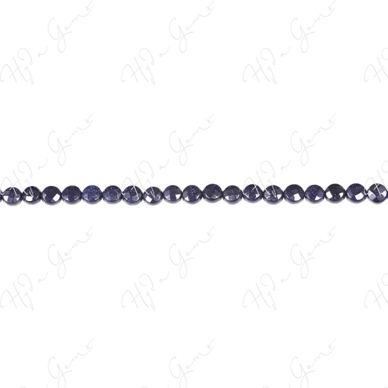 Blue Sand Stone Faceted Coin Beads