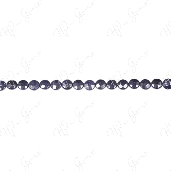 Blue Sand Stone Faceted Coin Beads