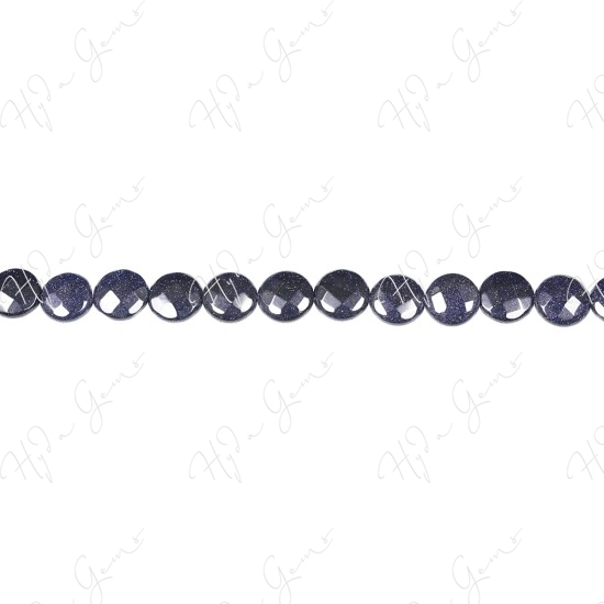 Blue Sand Stone Faceted Coin Beads