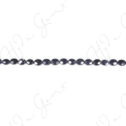 Blue Sand Stone Faceted Flat Oval Beads