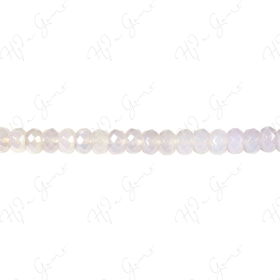 White Agate Faceted Roundel Beads