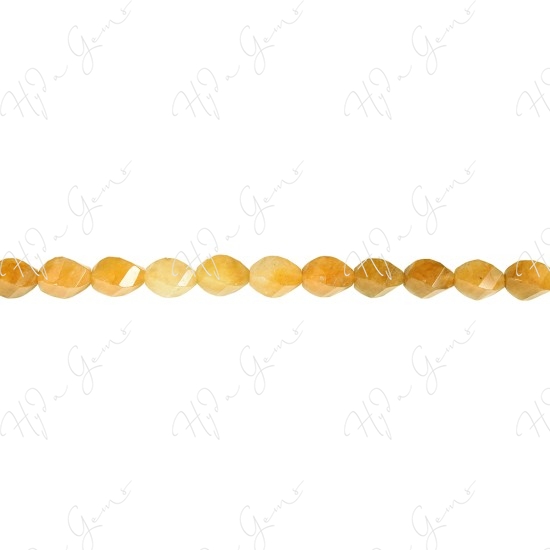 Yellow Quartz Faceted 4-Face Oval Beads